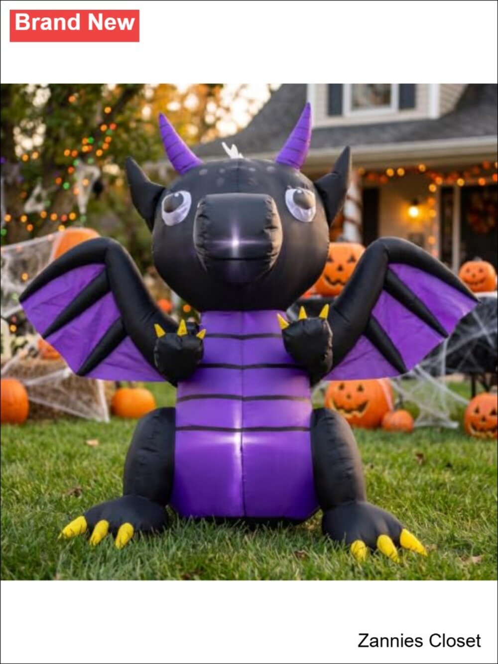 👻 4FT Halloween Inflatable Pterosaur Dinosaur Blow Up LED Yard Decoration